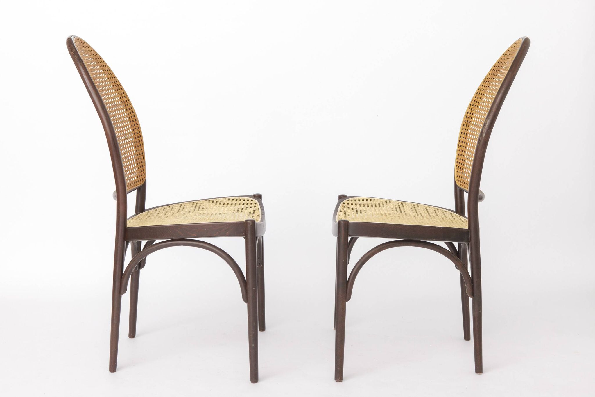 Pair of Vintage Thonet Bentwood Dining Chairs, Viennese Cane, 1960s–1970s
