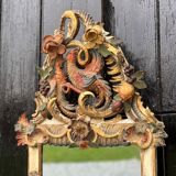 Carved wooden mirror, gilded and polychromed, Venice circa 1880