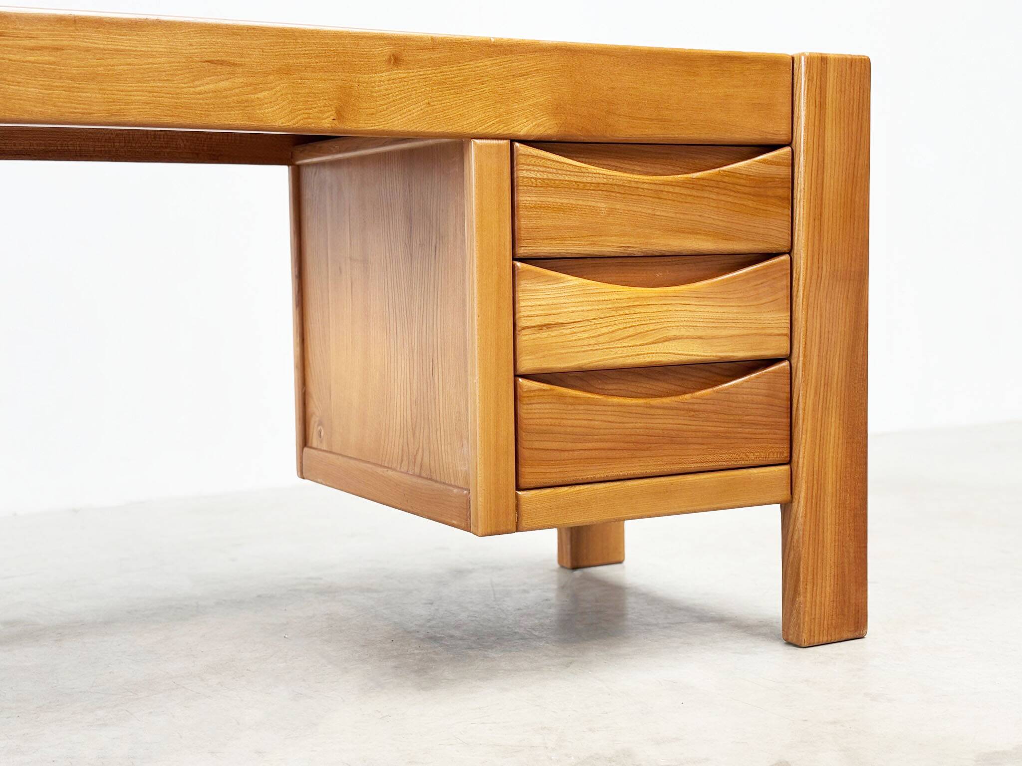 Solid elm desk by Roland Haeusler for Maison Regain