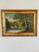 Vintage signed cottage lake landscape oil painting
