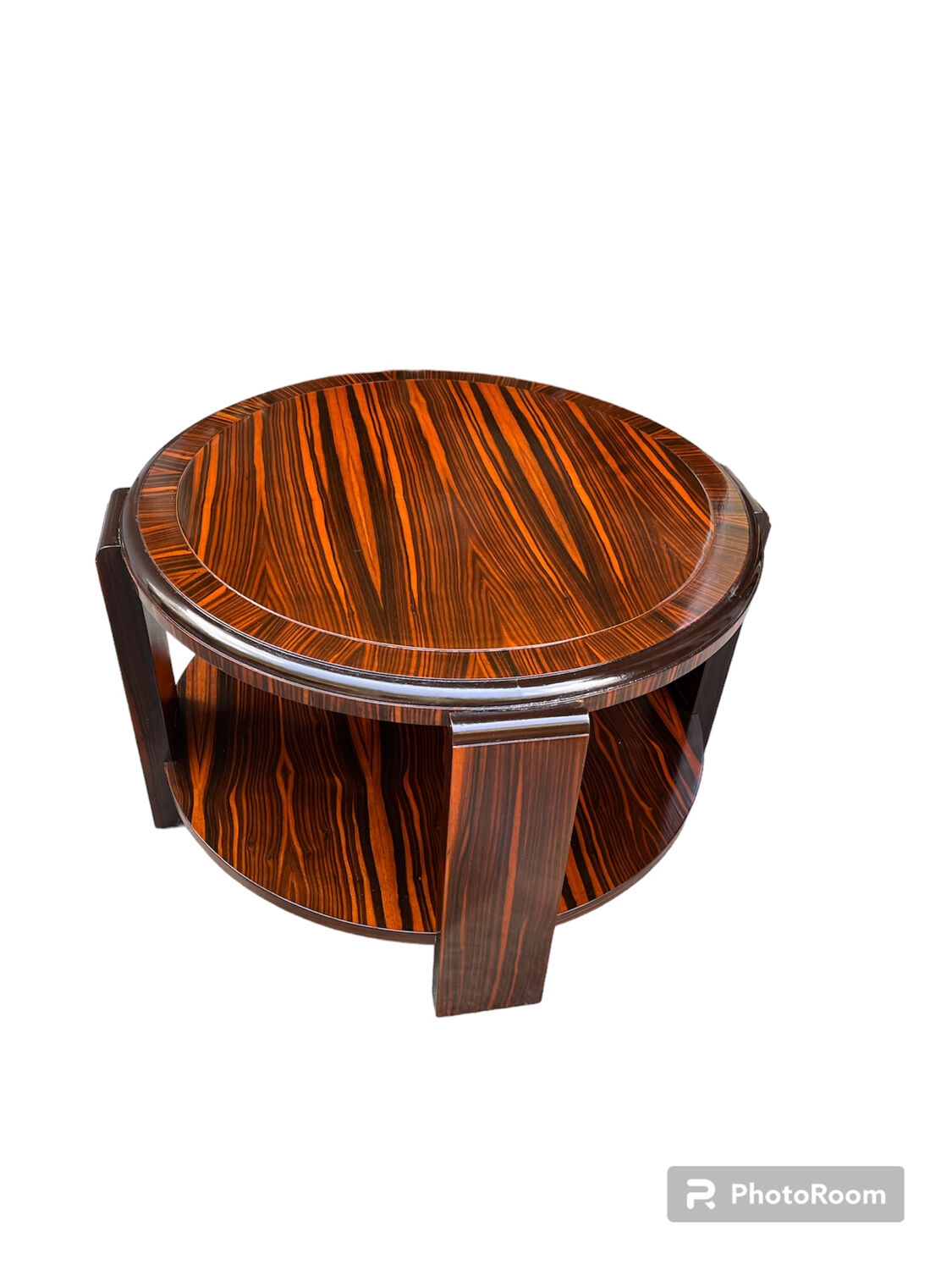 Art Deco pedestal table double ebony tray by Maccassar