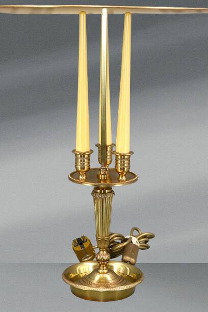 Empire Style Solid Bronze Bouillotte Lamp with Sheet Metal Shade