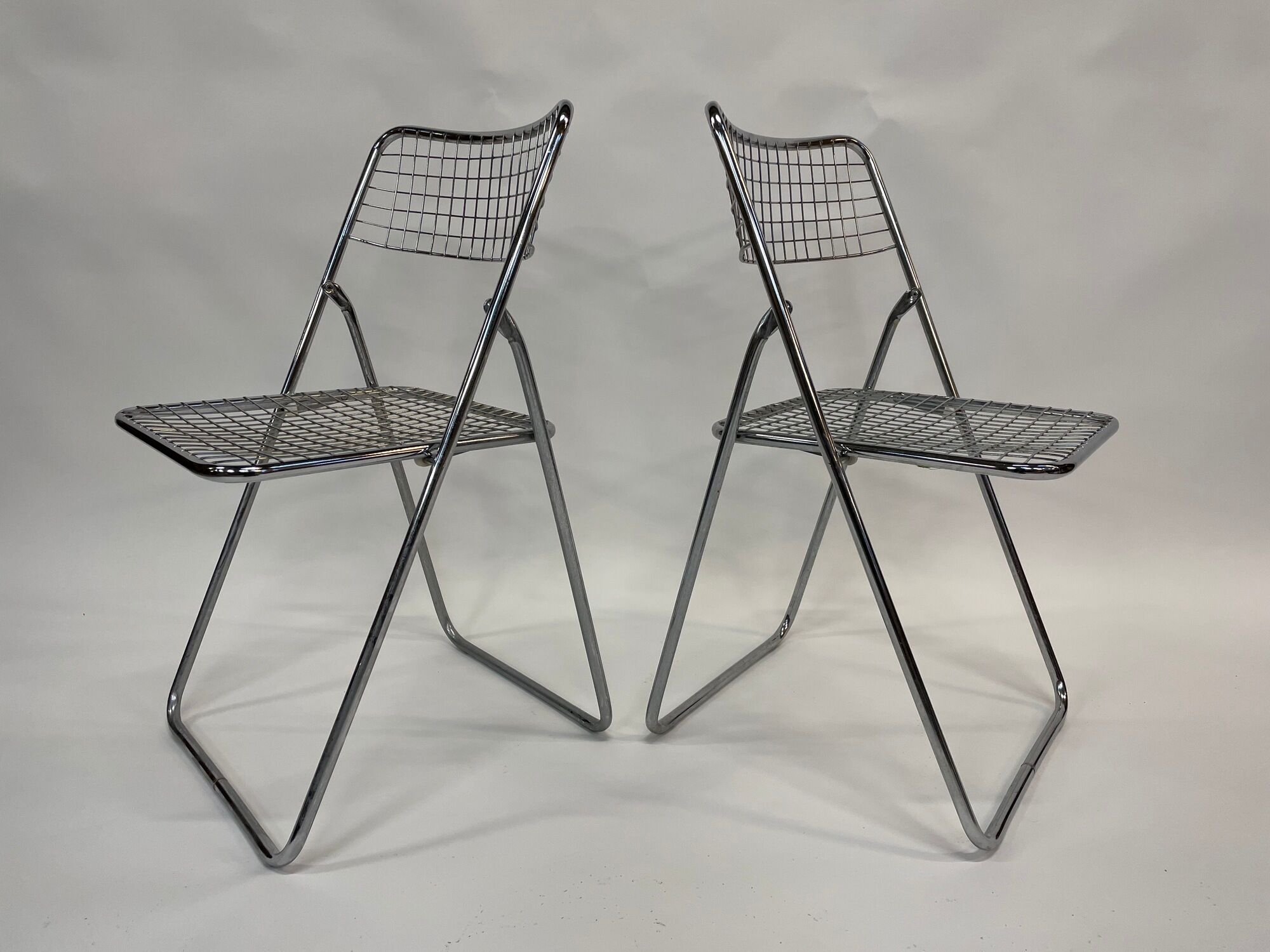 Set of four chrome folding chairs by Niels Gammelgaard for Ikea 1970