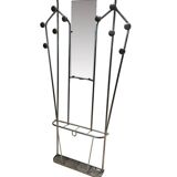 Art Deco Coat Rack & Mirror in Tubular Aluminum, France, 1930