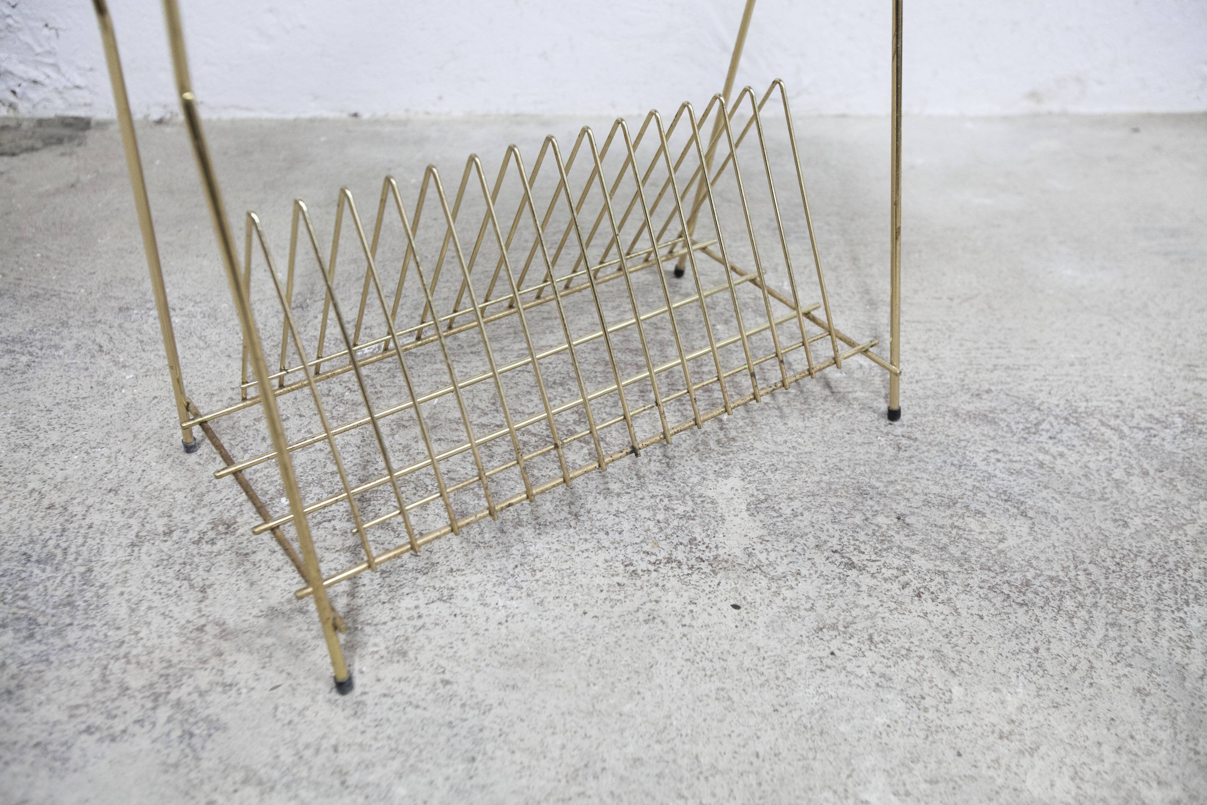 Red vinyl and golden brass server 1960