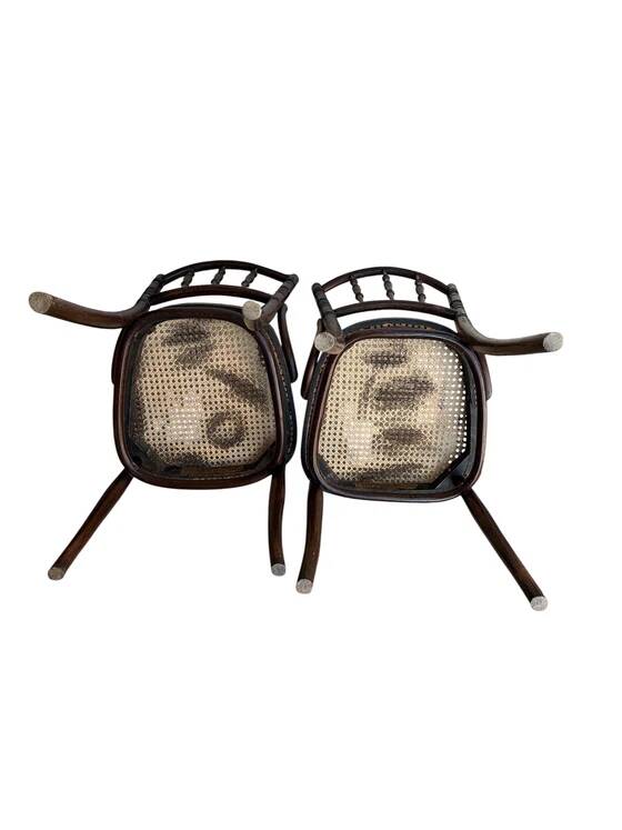 Pair of antique curved wood chairs – Weill & Co (circa 1900)