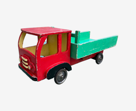 Camion benne basculante en bois art populaire