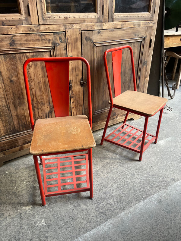 Paire chaises table de nuit Tolix