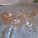 Pink glass bonbonnière or sugar bowl