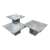 3 vintage marble nesting coffee tables from the 80s