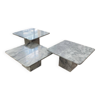 3 vintage marble nesting coffee tables from the 80s