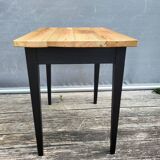 Small two-tone honey and black desk side table