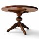 Solid oak dining table, also known as a monastery table, with a sturdy central pedestal, heavy-duty construction