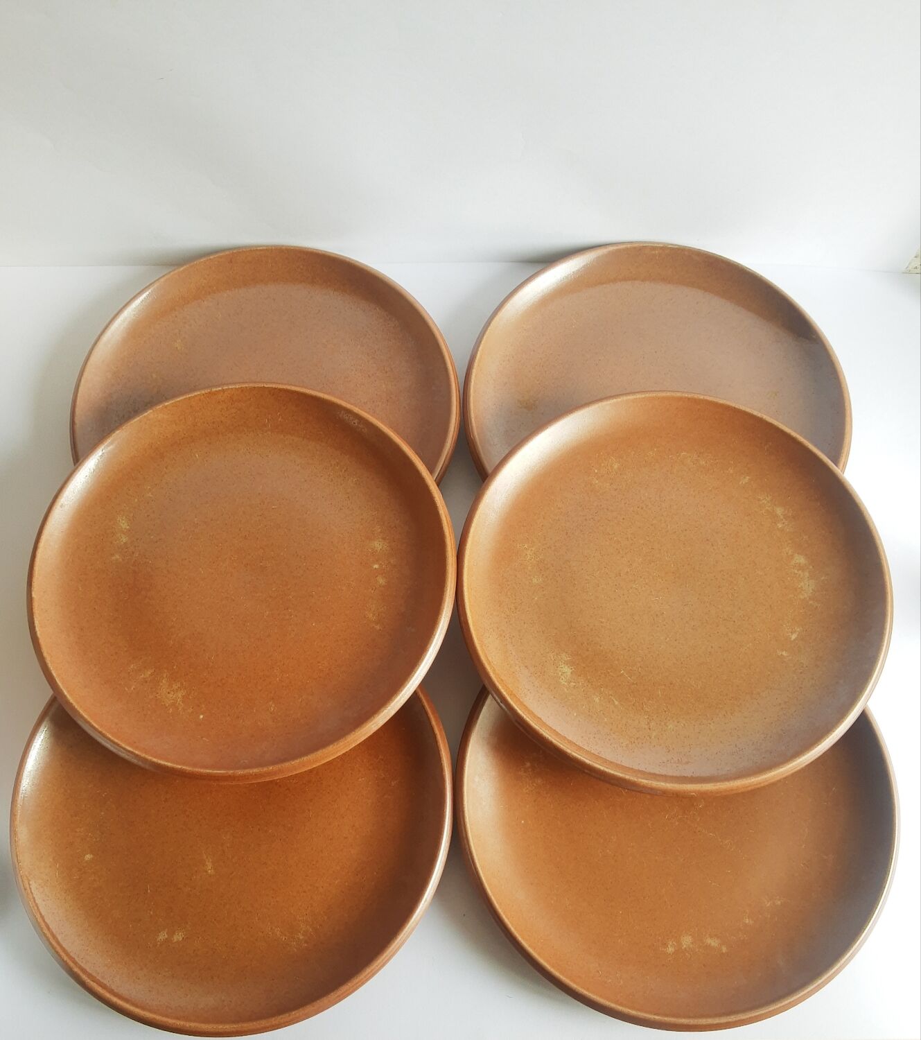 Set of 6 vintage Brenne Grès stoneware dinner plates from France