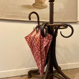 Umbrella holder in arched and dark wood