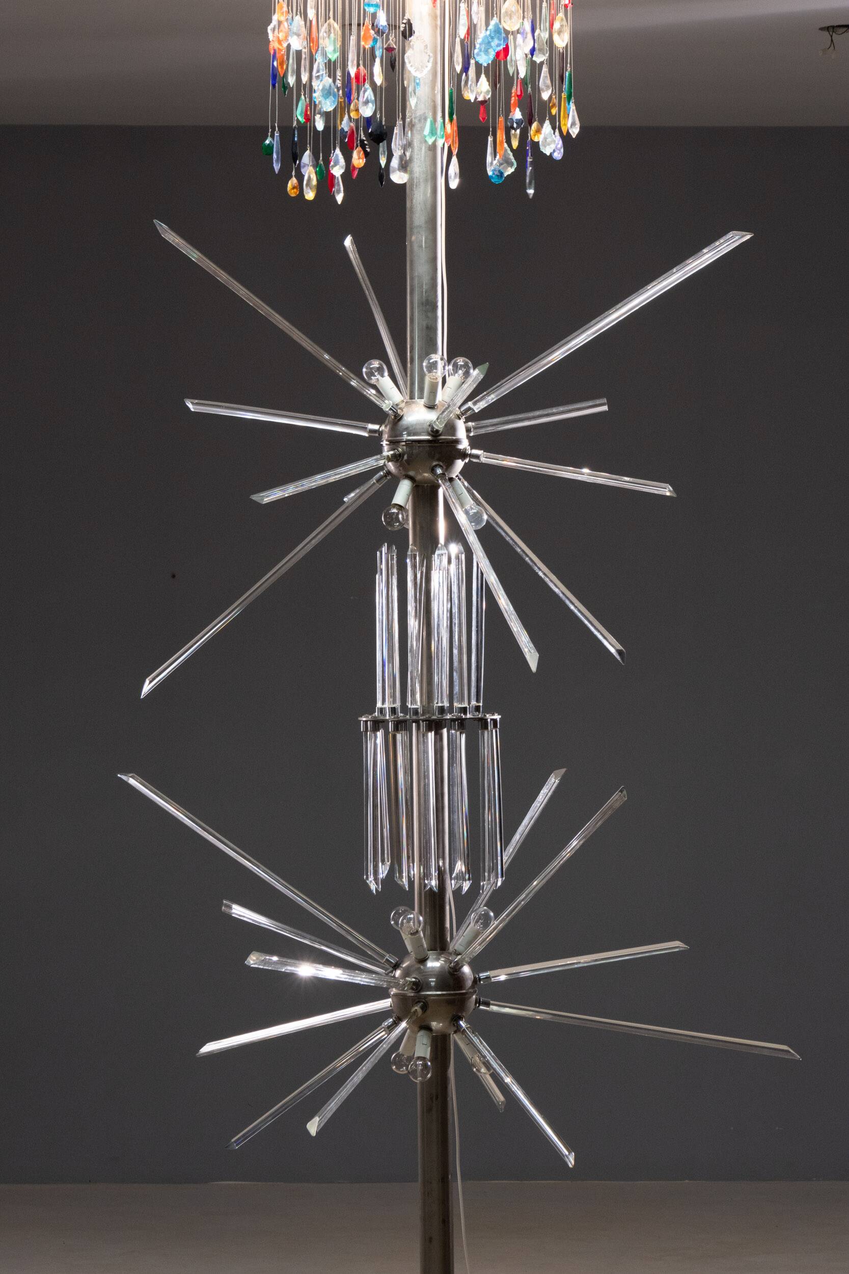 Floor Lamp by René Roubíček, Nový Bor, Glass & Metal, 1960s