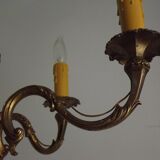 French vintage heavy brass 6 light empire style chandelier