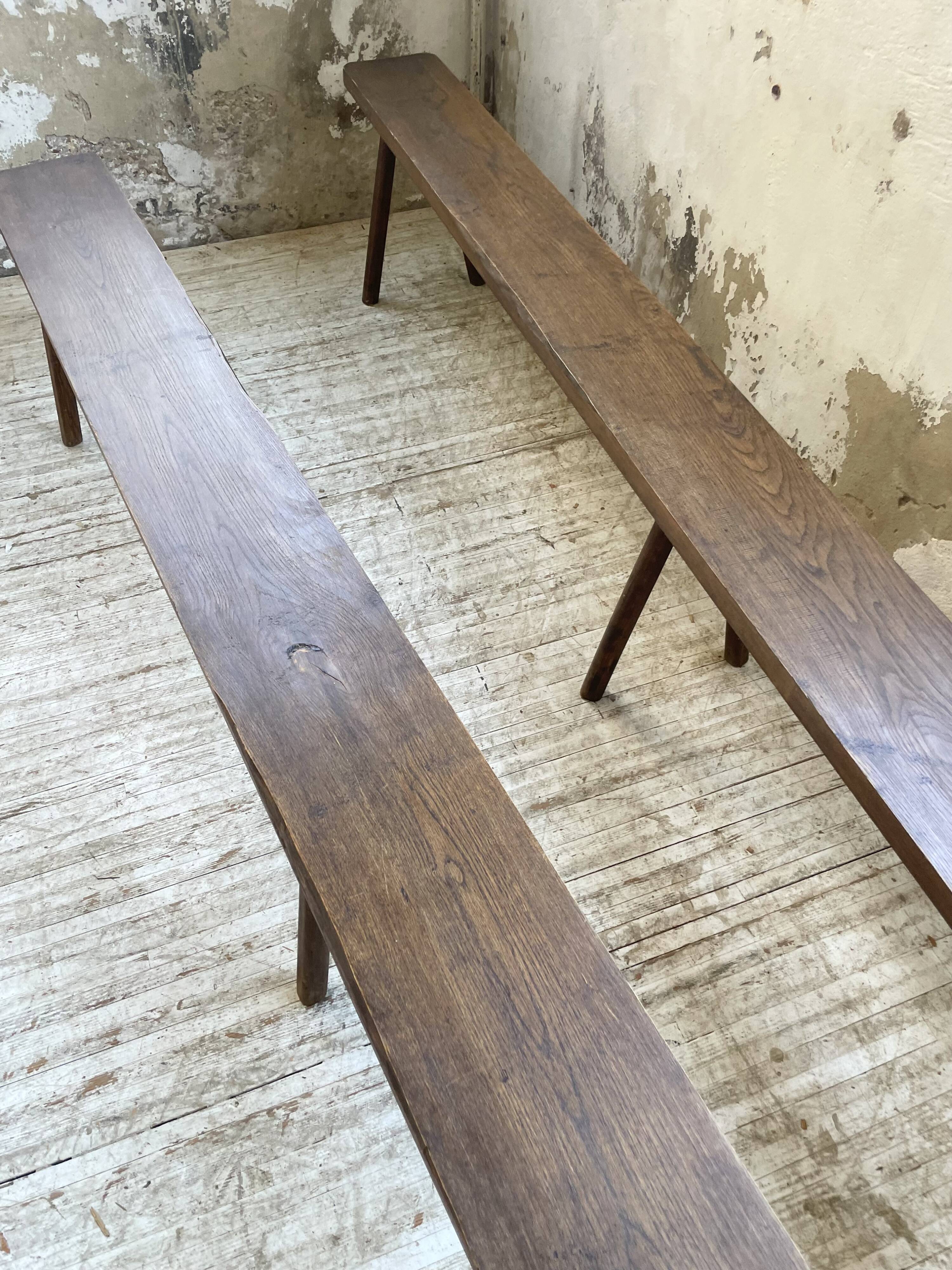 Pair of 3m solid oak farmhouse benches