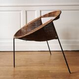 Rush rattan armchair, designed by Maurizio Tempestini for Rima, 1960