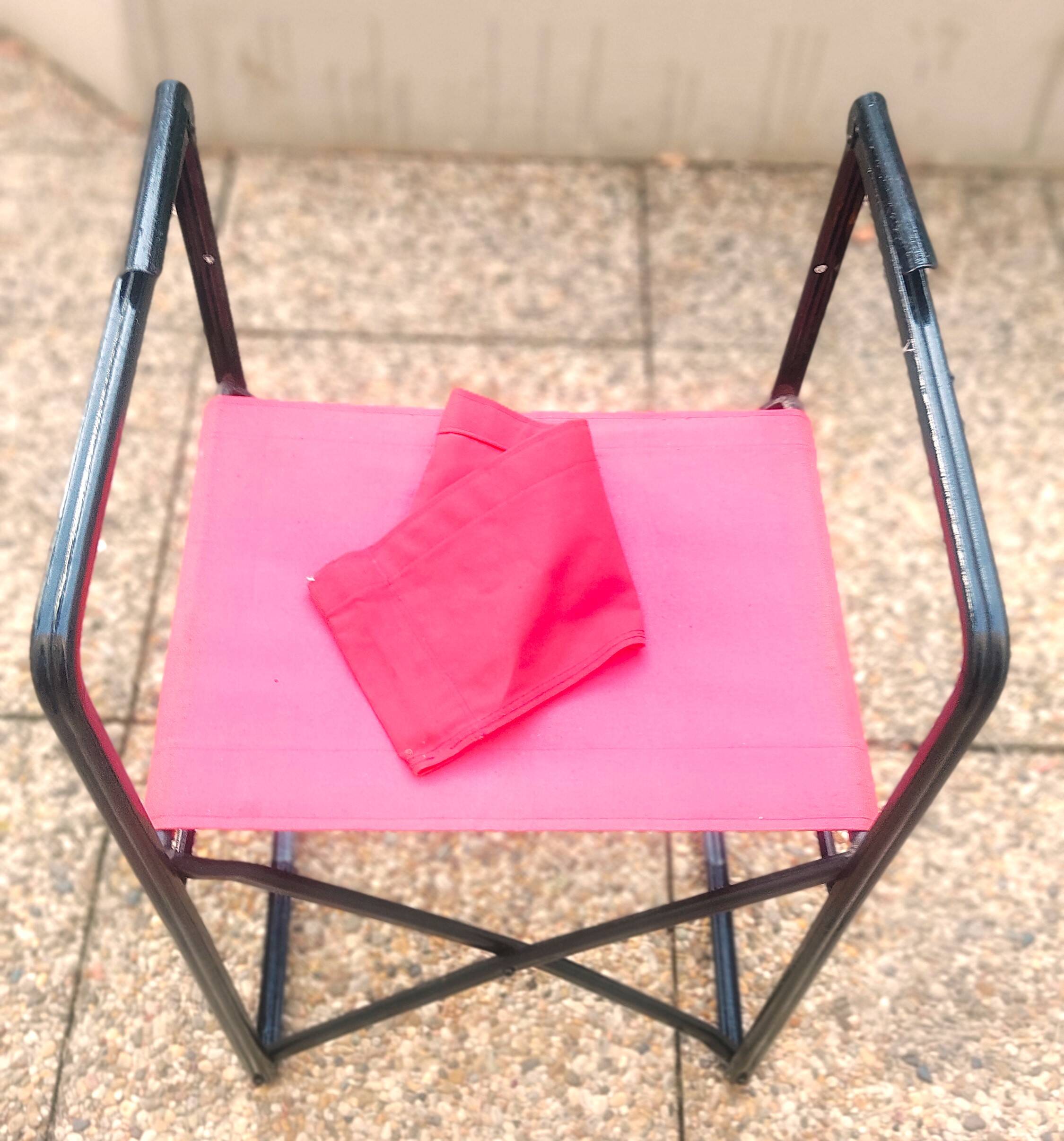 Pair of aluminum folding armchair and iron Director's armchair