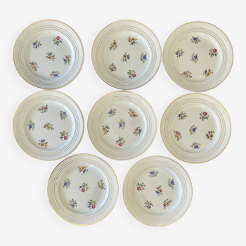 Lot de 8 assiettes plates semi-porcelaine Céranord France modèle Versailles