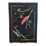 Postmodern Abstract Low Pile Wool Rug from the 1980's