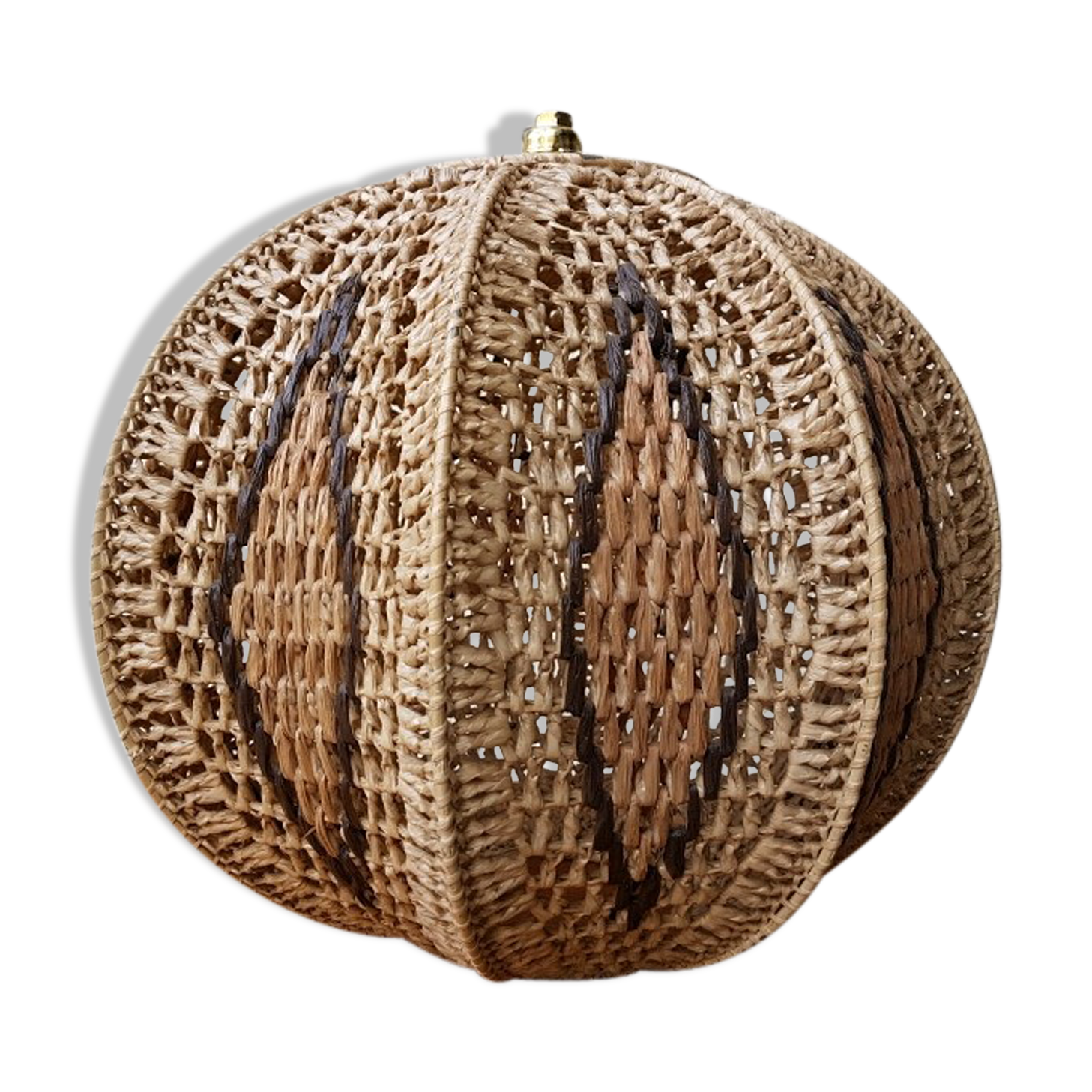 Tri-color rafia pendant vintage pattern year 70