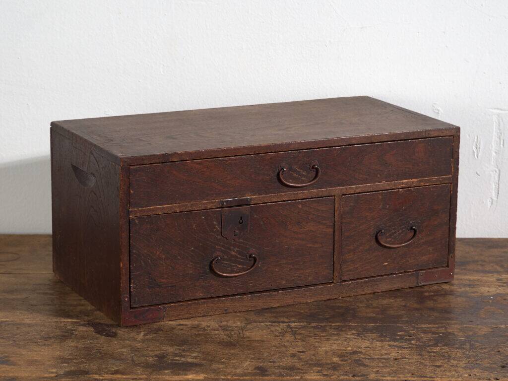 Small antique Japanese desk cabinet with three drawers – Meiji / Taishō period (c. 1890-1926)