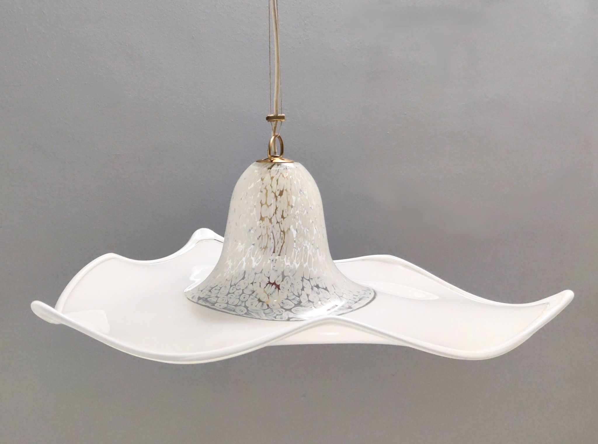 White Murano Glass Pendant Marked La Murrina, Italy, 1980s