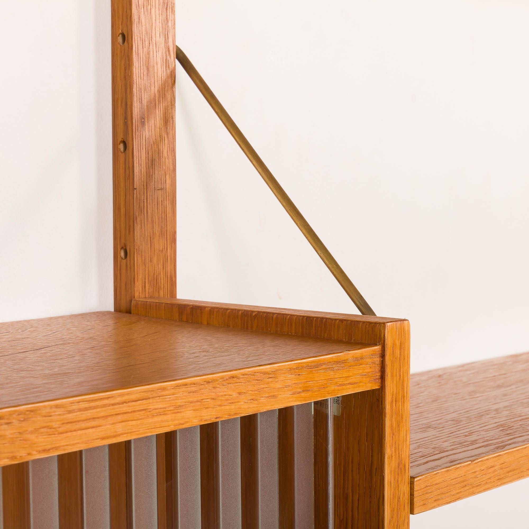 Scandinavian oak wall unit by PS System, Randers, Denmark, 1970s