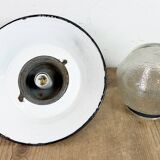 Green Enamel and Cast Iron Industrial Pendant Lamp, 1960s