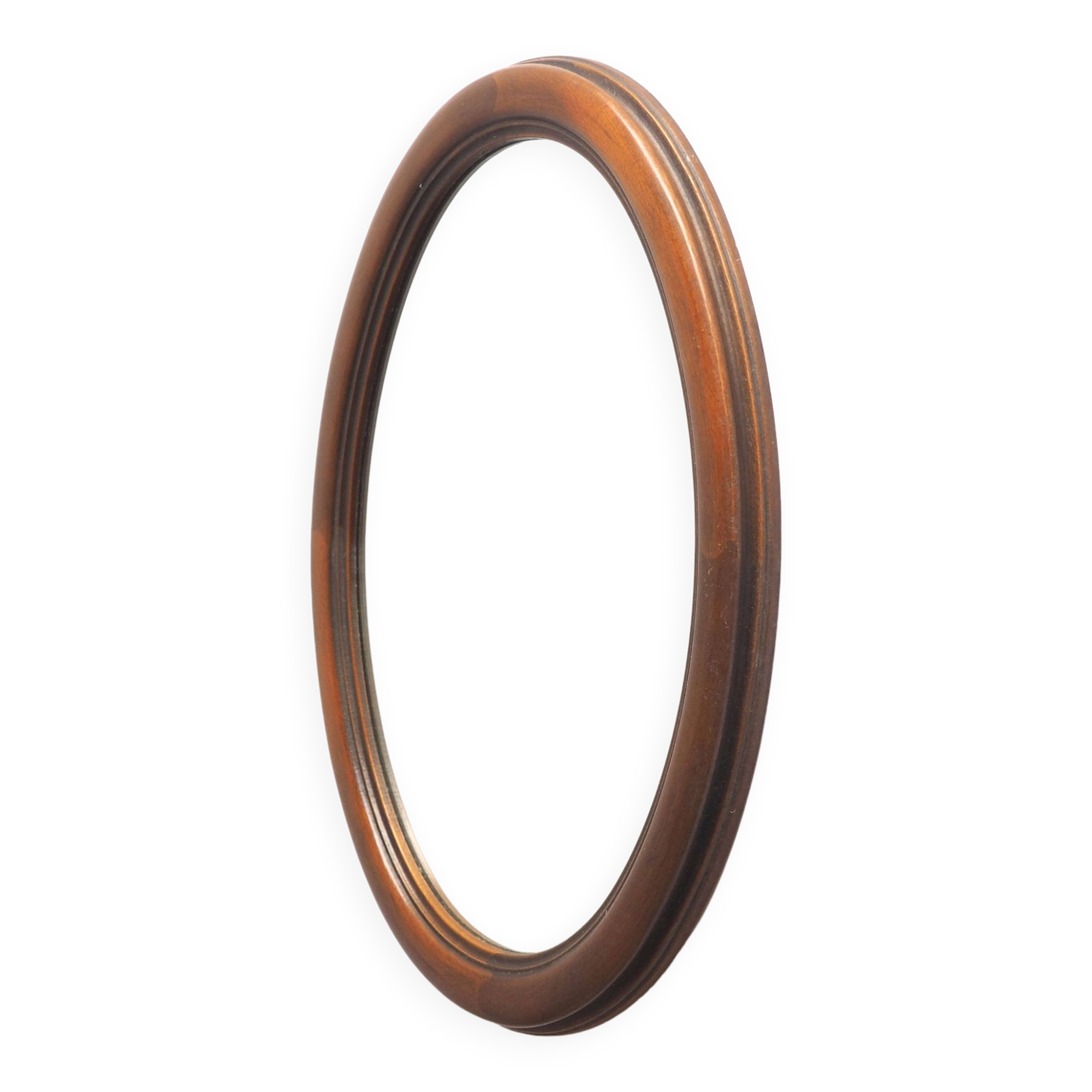 Oval mirror with wooden frame