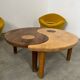 Solid wood coffee table with 2 Yin and Yang elements vintage 60s
