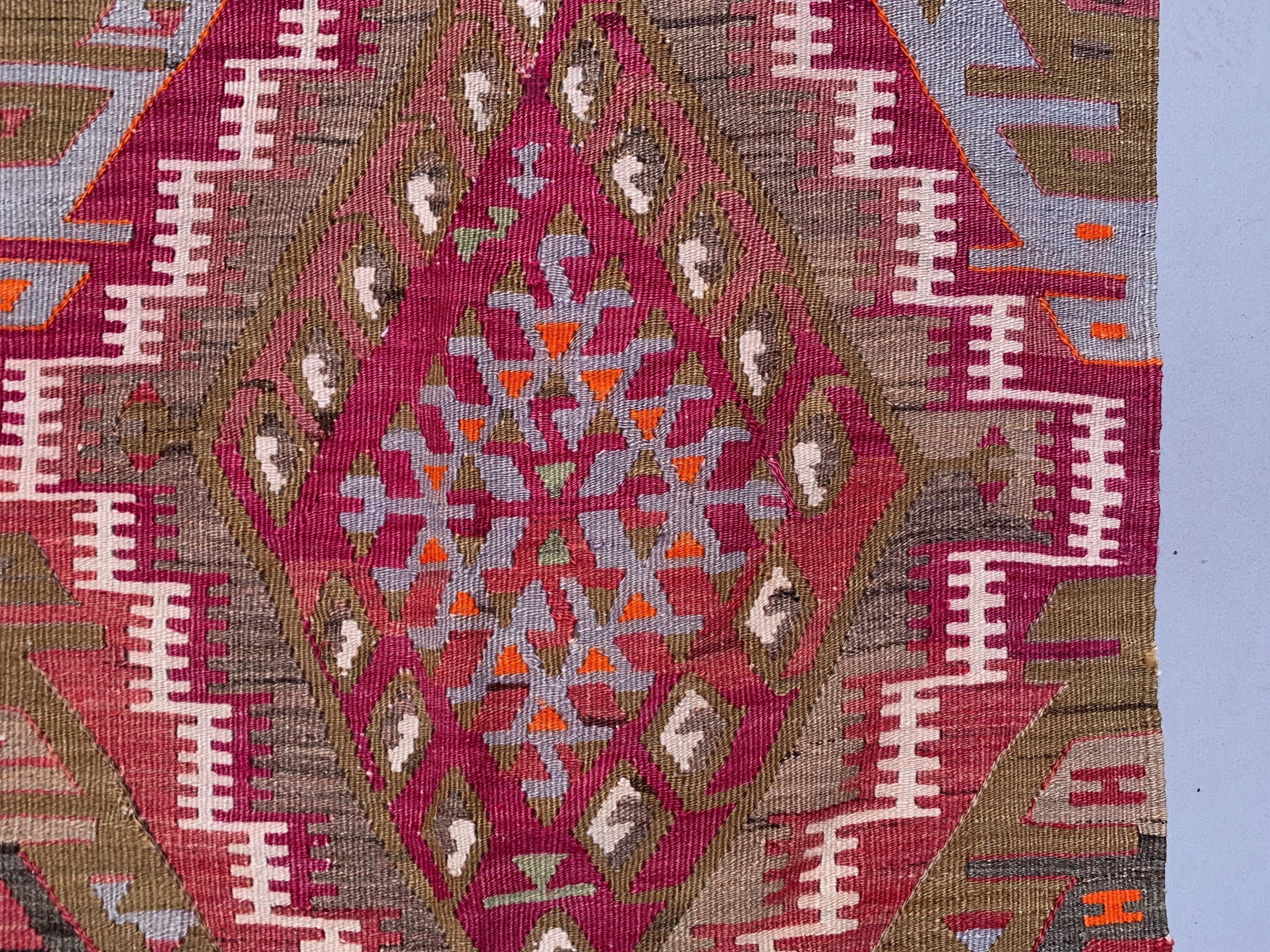 Old turkish narrow kilim runner 390x77 cm