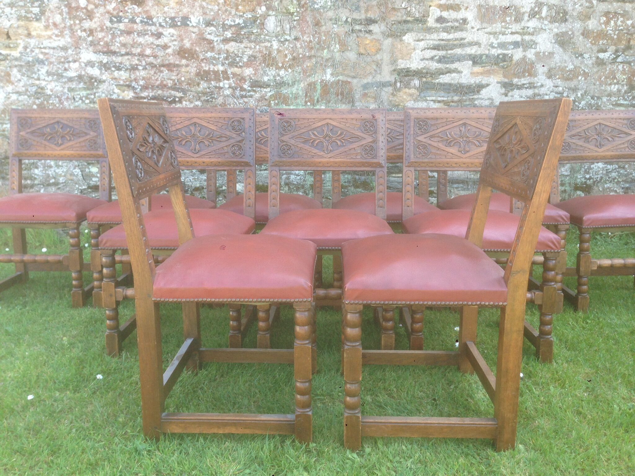 Rustic old oak chairs