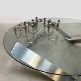 Vintage design glass coffee table Knut Hesterberg Ronald Schmitt 1970