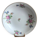 Round Hollow Dish in Limoges Porcelain Signed PCL Fleur