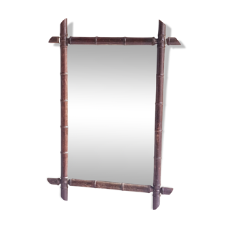 Ancient rattan mirror "78 x 54.5 cms"