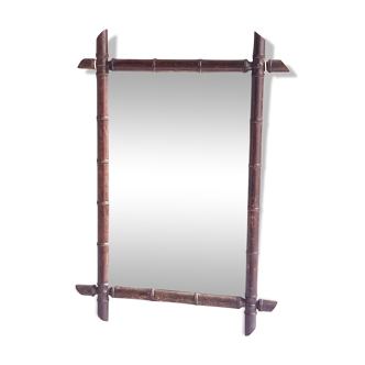 Miroir ancien en rotin 78 x 54.5 cm