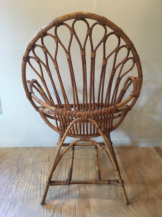 Rattan and wicker armchair 1950