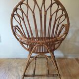 Rattan and wicker armchair 1950
