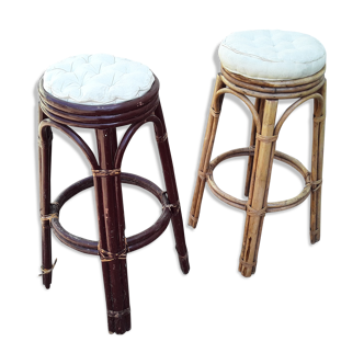 Tabourets en rotin style de  bar