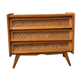 Commode bois et rotin