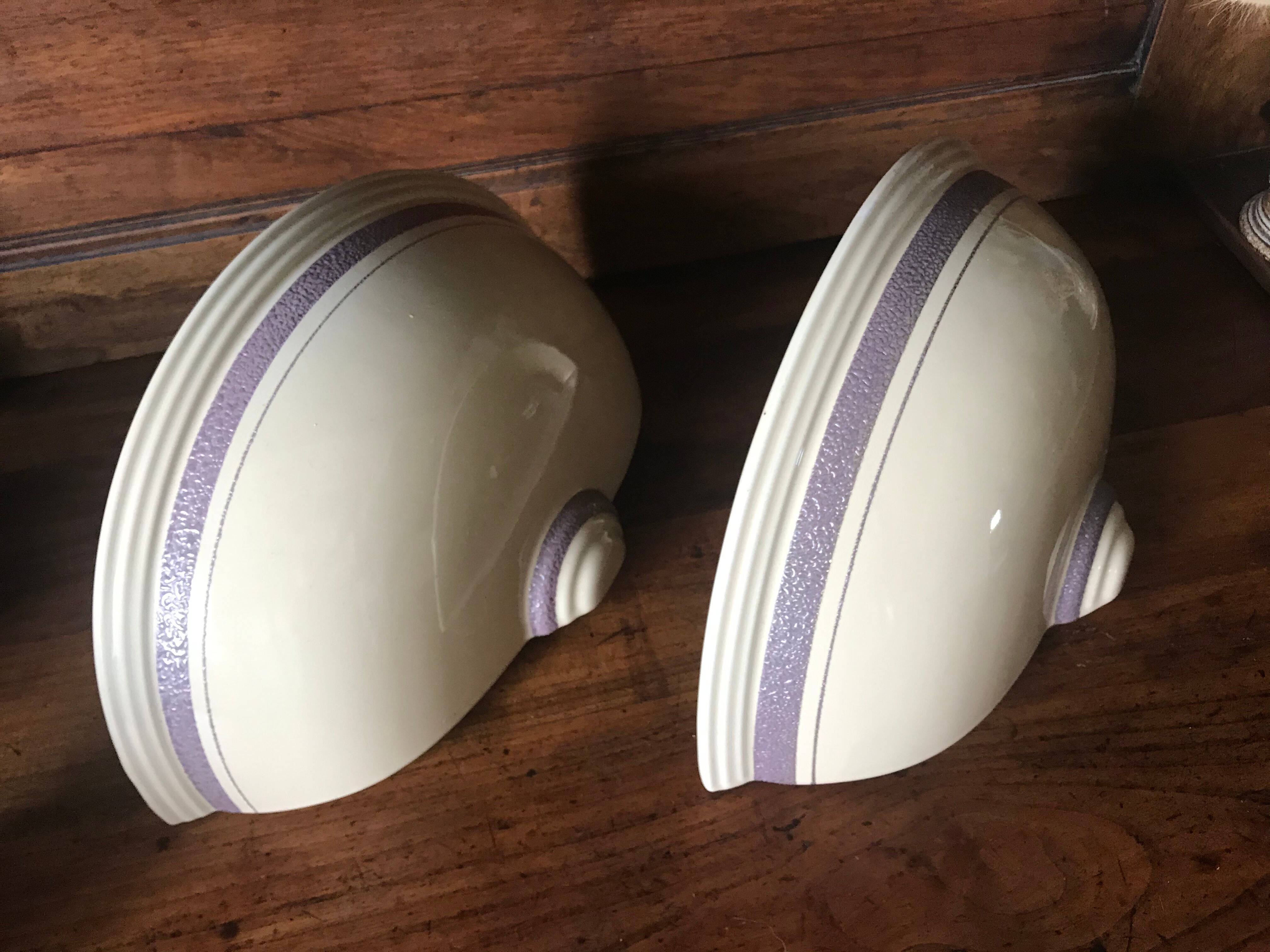 Pair of enamelled ceramic wall light