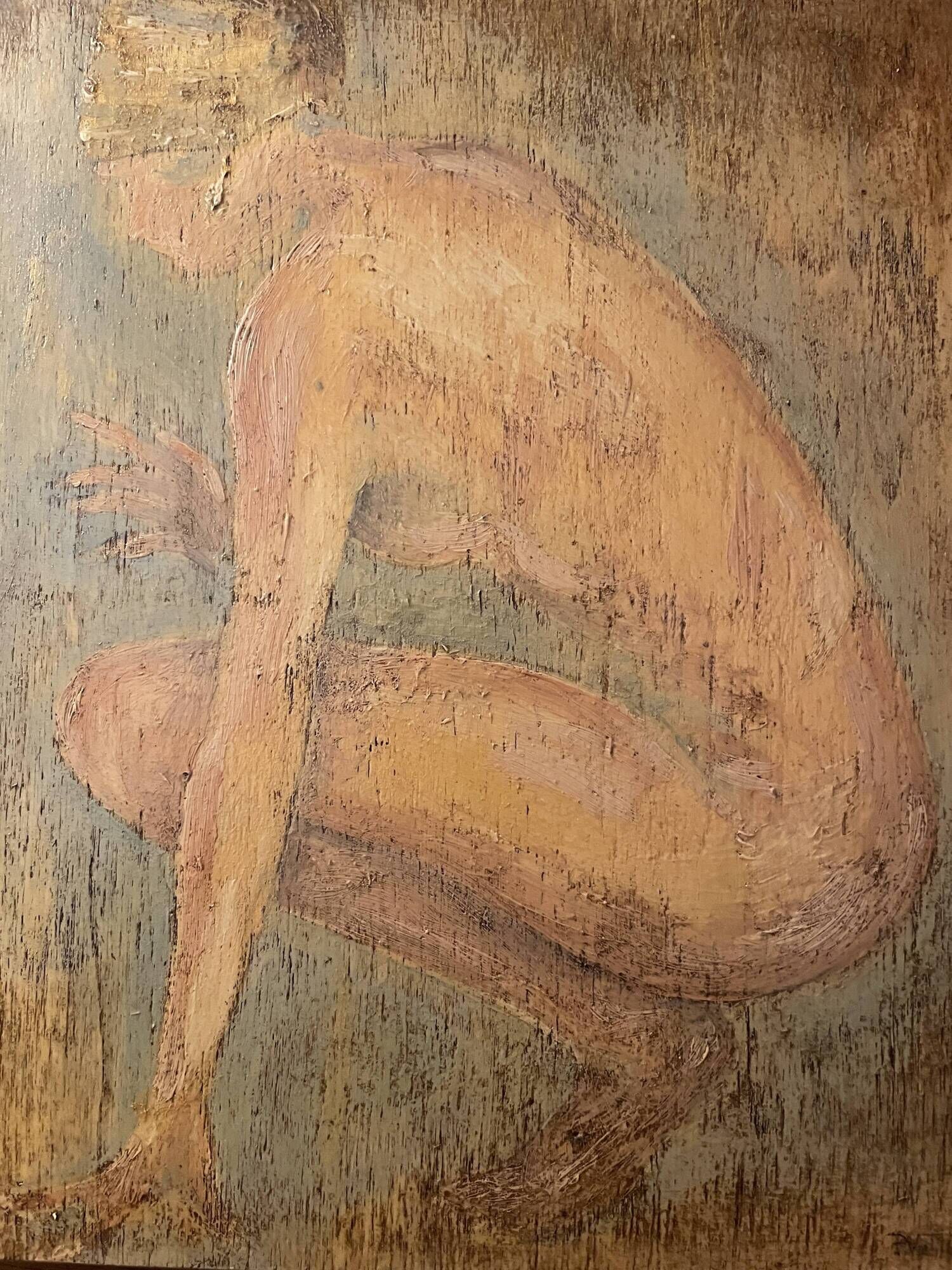 Painting signed oil on wood female portrait “belle époque”