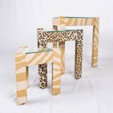 Set of nested tables upholstered, Pierre Frey, 1970s