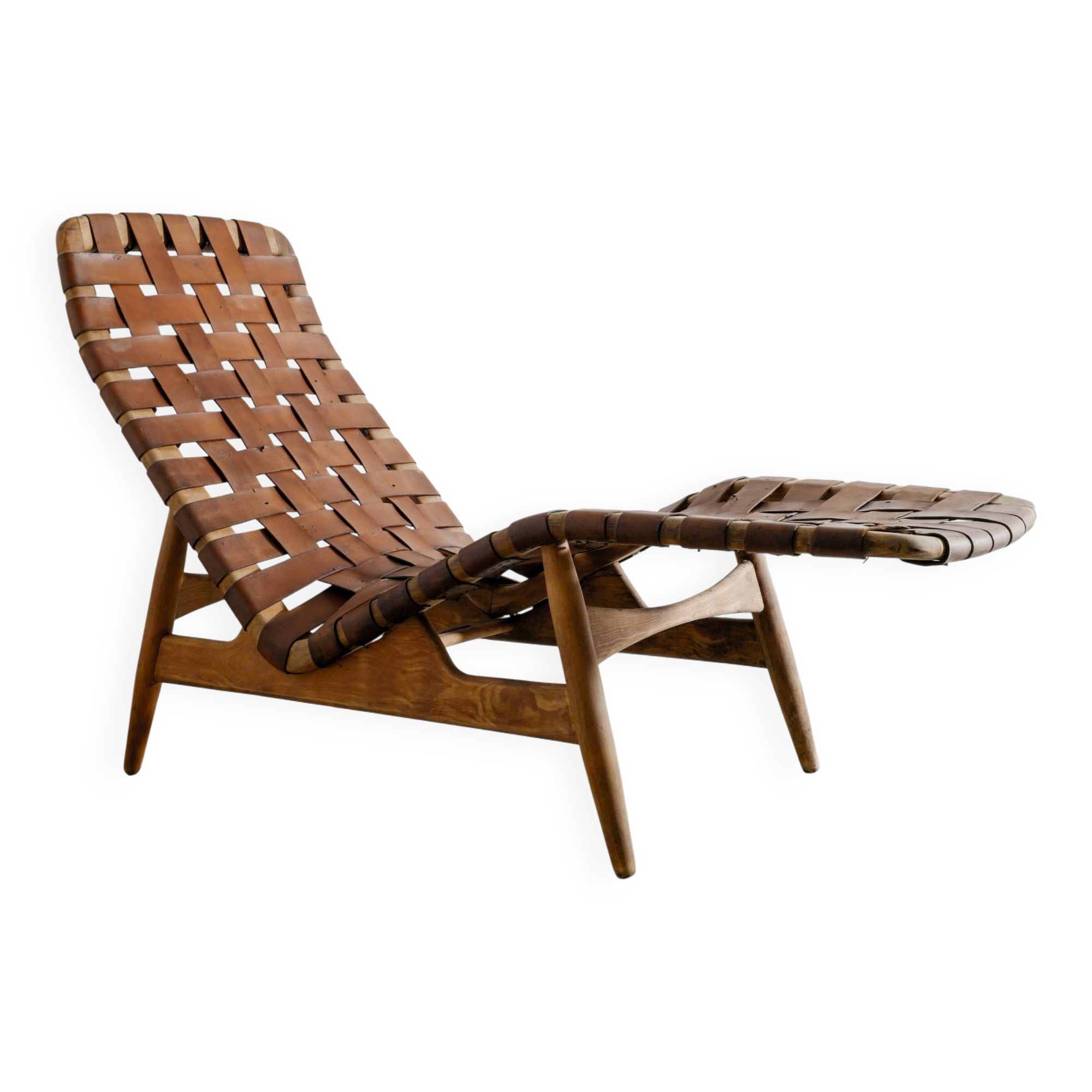 Danish Modern Wooden Chaise Lounge Chair by Arne Vodder, 1950s