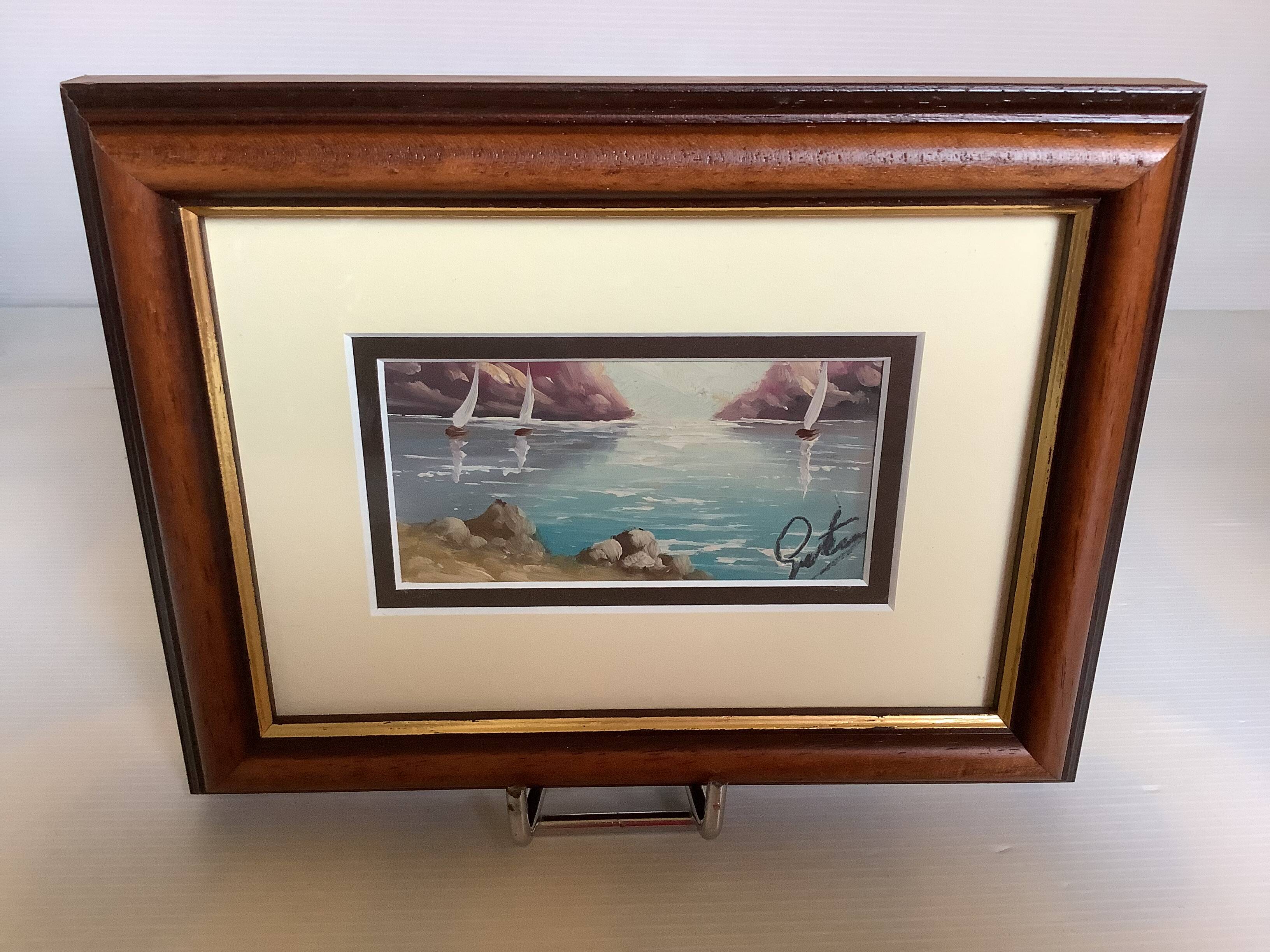 Small Marine painting, oil on panel, signed