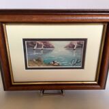Small Marine painting, oil on panel, signed