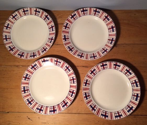 Assortment of blue tones dessert plates